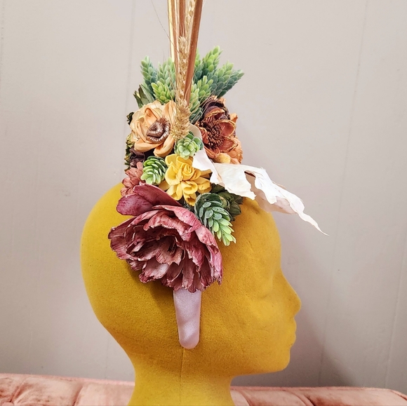 Autumn Headpiece with Gold Accents - Picture 3 of 4